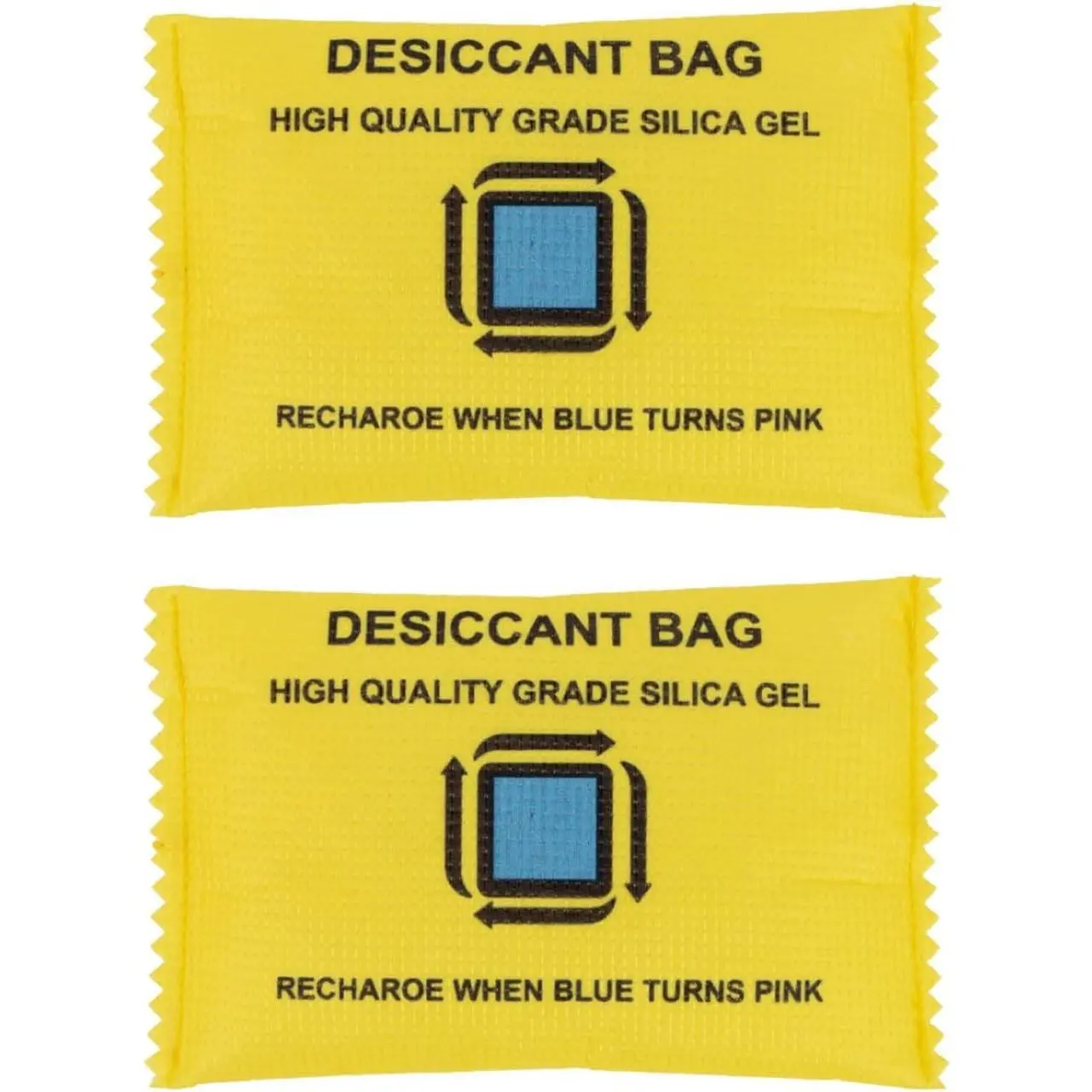 2-Pack Rechargeable Silica Gel Desiccant Packs (100g Each) - Compact Color Changing Absorber Bags for Shoe, Household, Travel Protection & Damp Control Storage, Moistureproof
