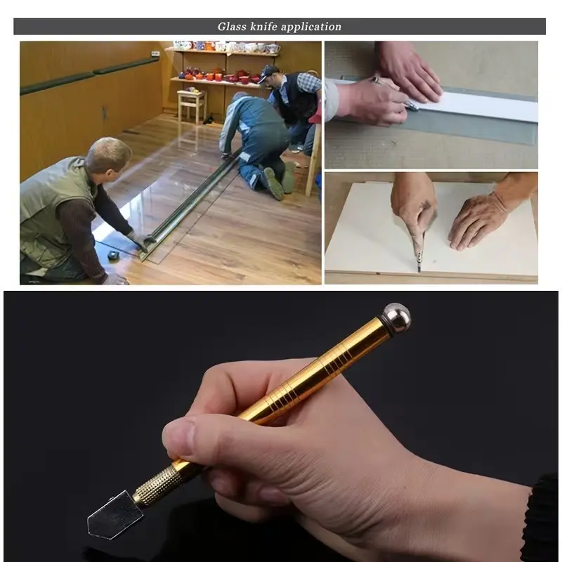 Glass Cutting Tool with Diamond Tip, Suitable for 3-15mm Glass and Mirrors, Steel Blade, Non-Slip Handle, DIY Glass Cutting Kit, Glass Cutters Tools