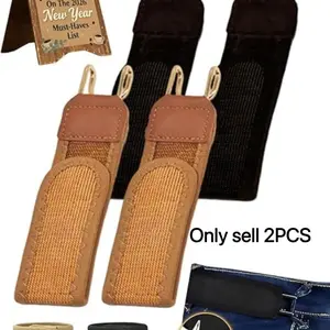 2PCS,Buckle-Less Belt Hooks, Tactical Metal Hook Elastic Belt, Adjustable Magic Tape No Buckle EDC Band for Man Women, Adjustable Fit