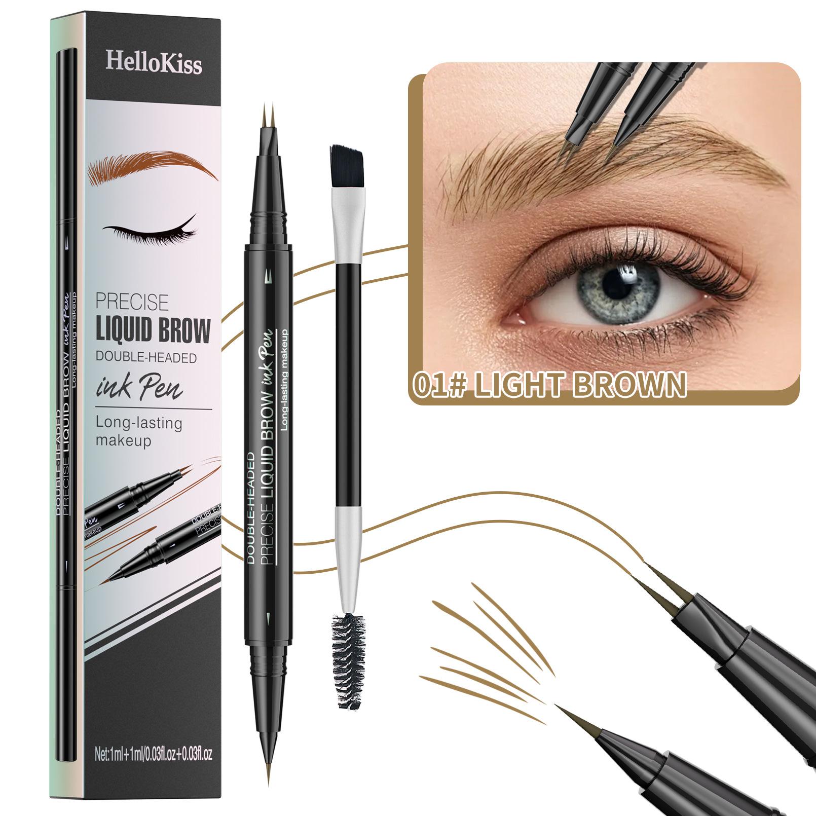 Waterproof Sweat-Proof Smudge-Free Eyebrow Pencil, Liquid Dual-Ended 2-In-1, Long-Lasting Color Lock, Perfect Gift