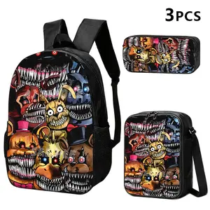 A Backpack, Crossbody Bag, And Pouch Set with Horror-Themed Cartoon Designs; Styled with a Dark Aesthetic for Those Who Follow Trends; Ideal for Daily Commutes, Travel, And Artistic Environments