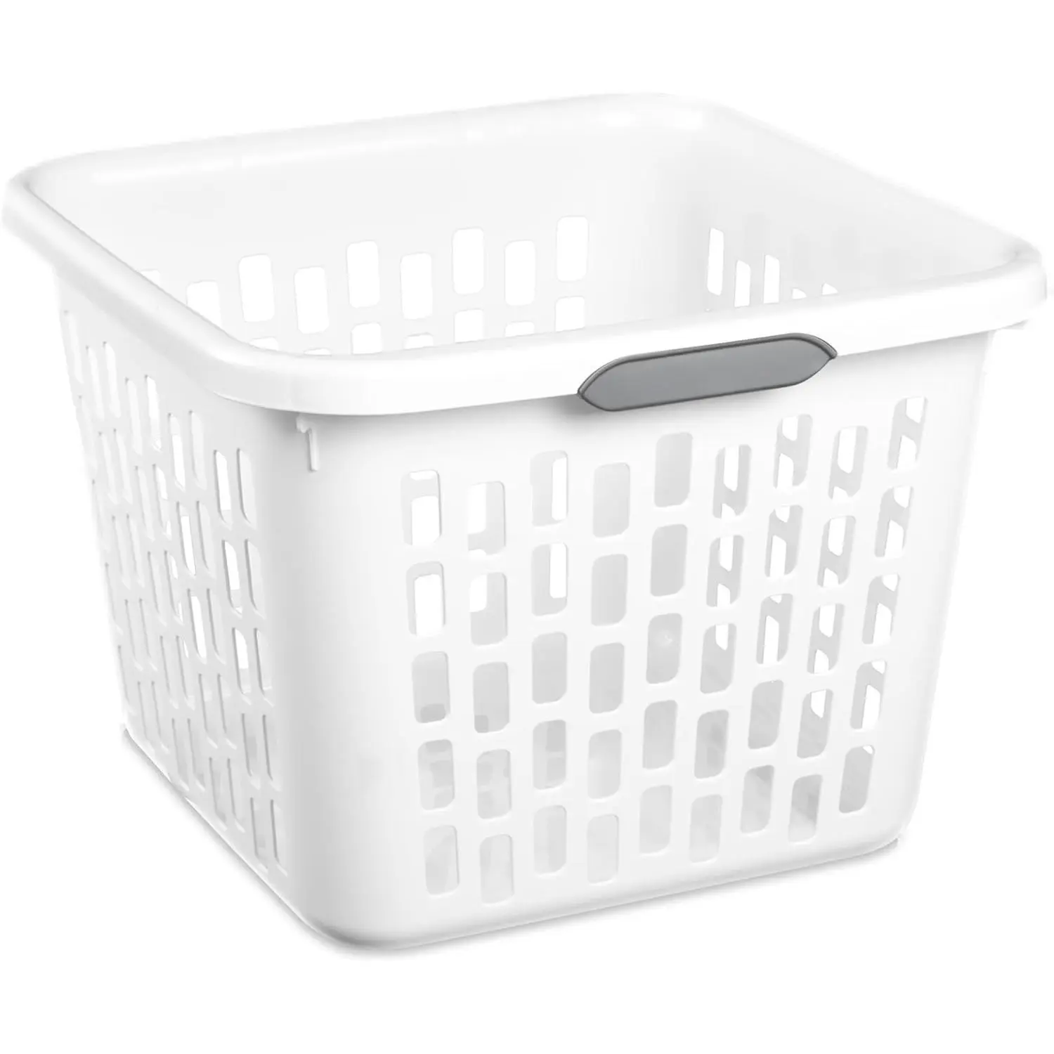1.5 Bushel Square Plastic Laundry Basket, BPA-Free, White - 2 Comfort Grip Handles, Sturdy & Stackable, for Bedroom, Bathroom & Laundry Room