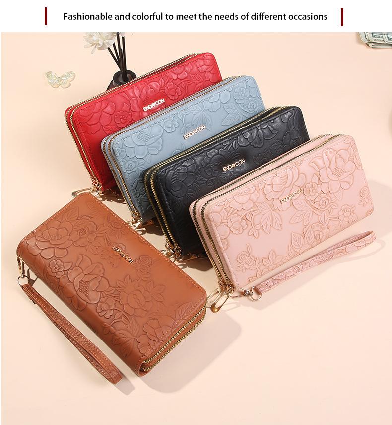 Long Wallet for Women, Large Capacity Zipper Clutch Wallet with Phone Pocket, Stylish Double Layer Wristlet Purse, Lightweight Daily Wallet for Travel, Shopping and Gifts