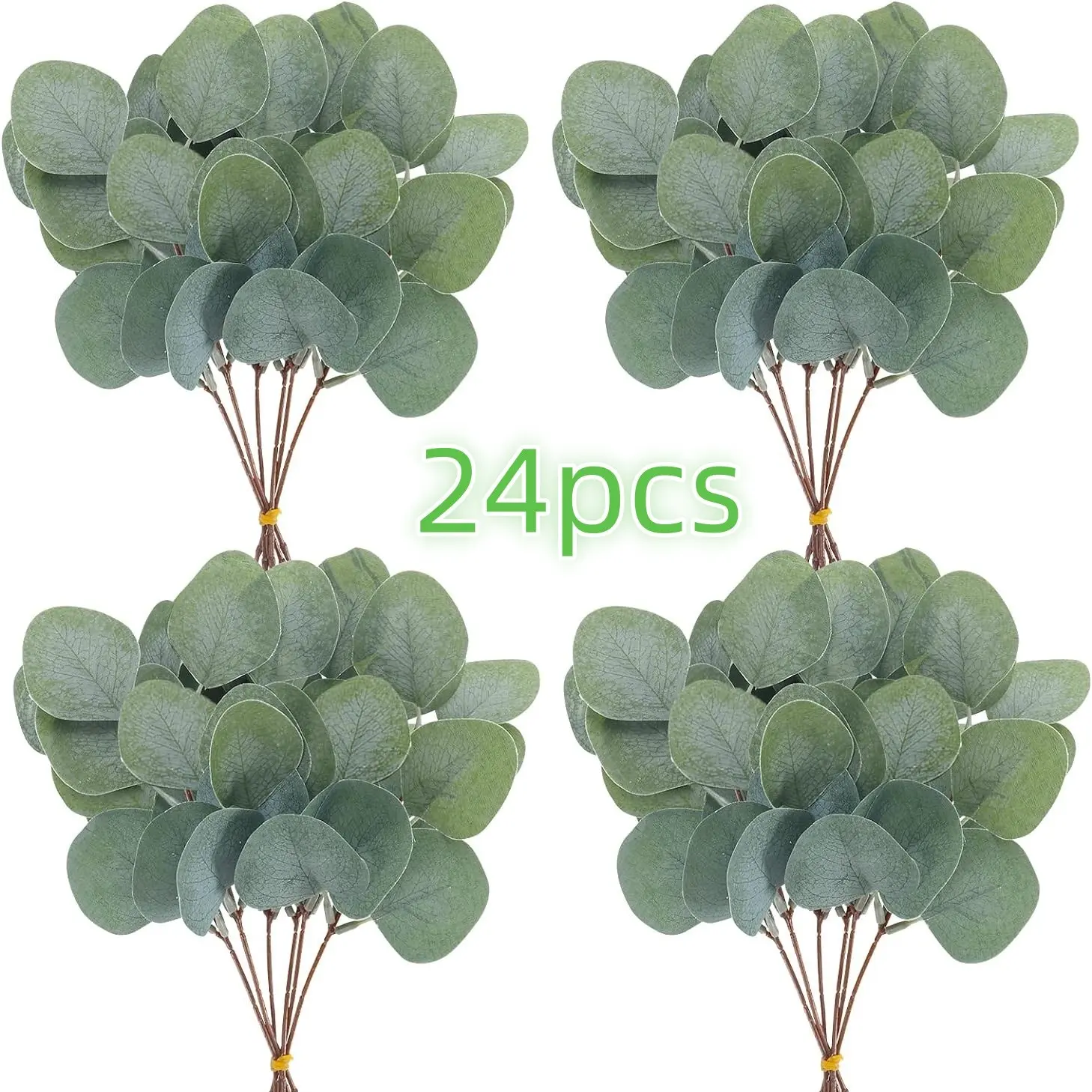 24pcs Eucalyptus Stems Bulk Silver Dollar, Artificial Decorative Greenery Leaves Stems Fake Eucalyptus Plant Branches for Floral Arrangement Vase Wedding Centerpieces Bouquets Home Table Decorations House Plants Decor Elegant Artificial Plants