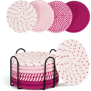 Coasters for Drinks Absorbent, Coasters Set of 4 - Color, Coasters for Coffee Table, 8 Pack Pink Coasters for Desk, Cute Coasters, House Essentials for New Home