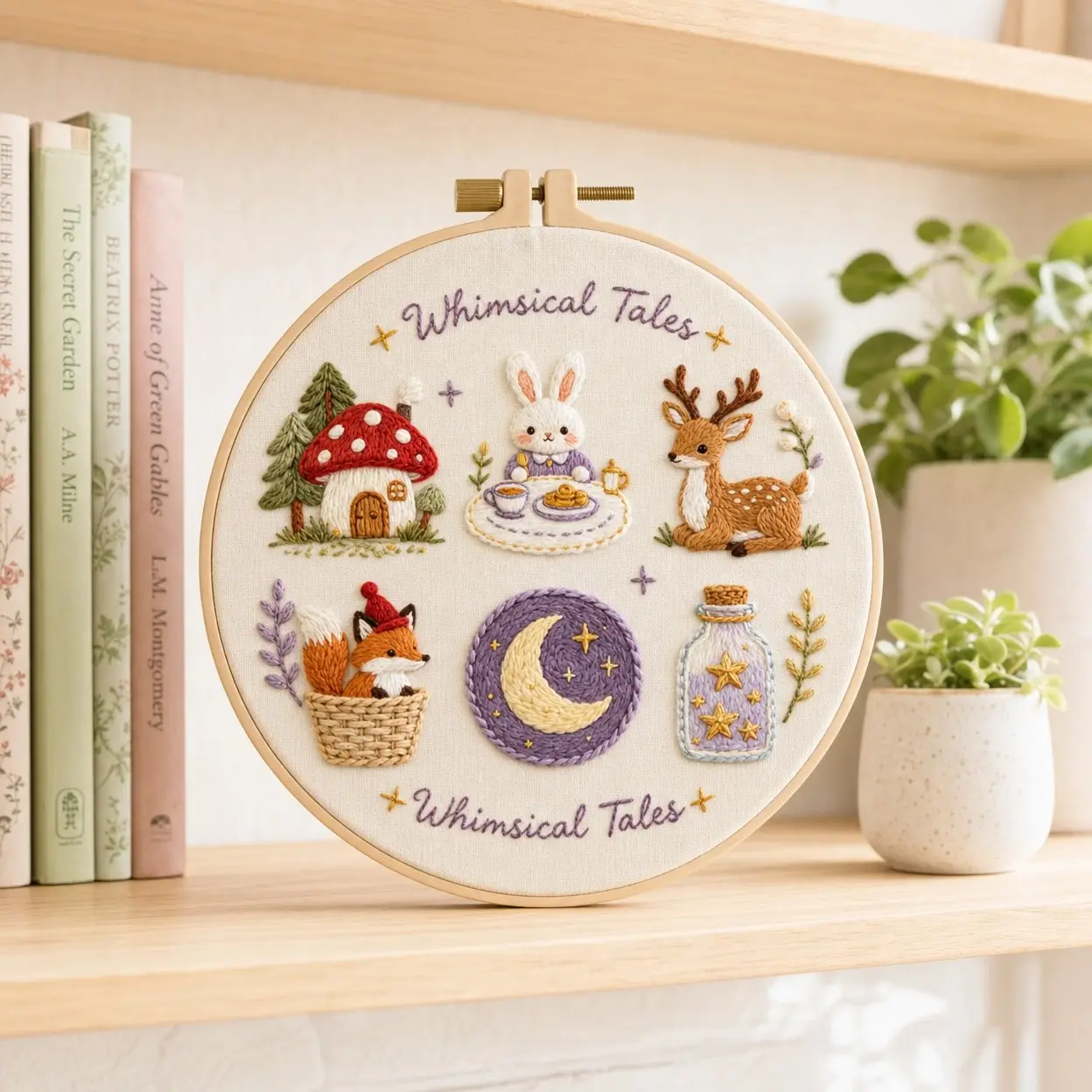 Beginner Embroidery Kit, Puzzle and Floral Patterns, Elegant Mystical Cross Stitch Set, DIY Embroidery Lover, Includes Cotton Fabric, Thread, Needle, Instruction Manual