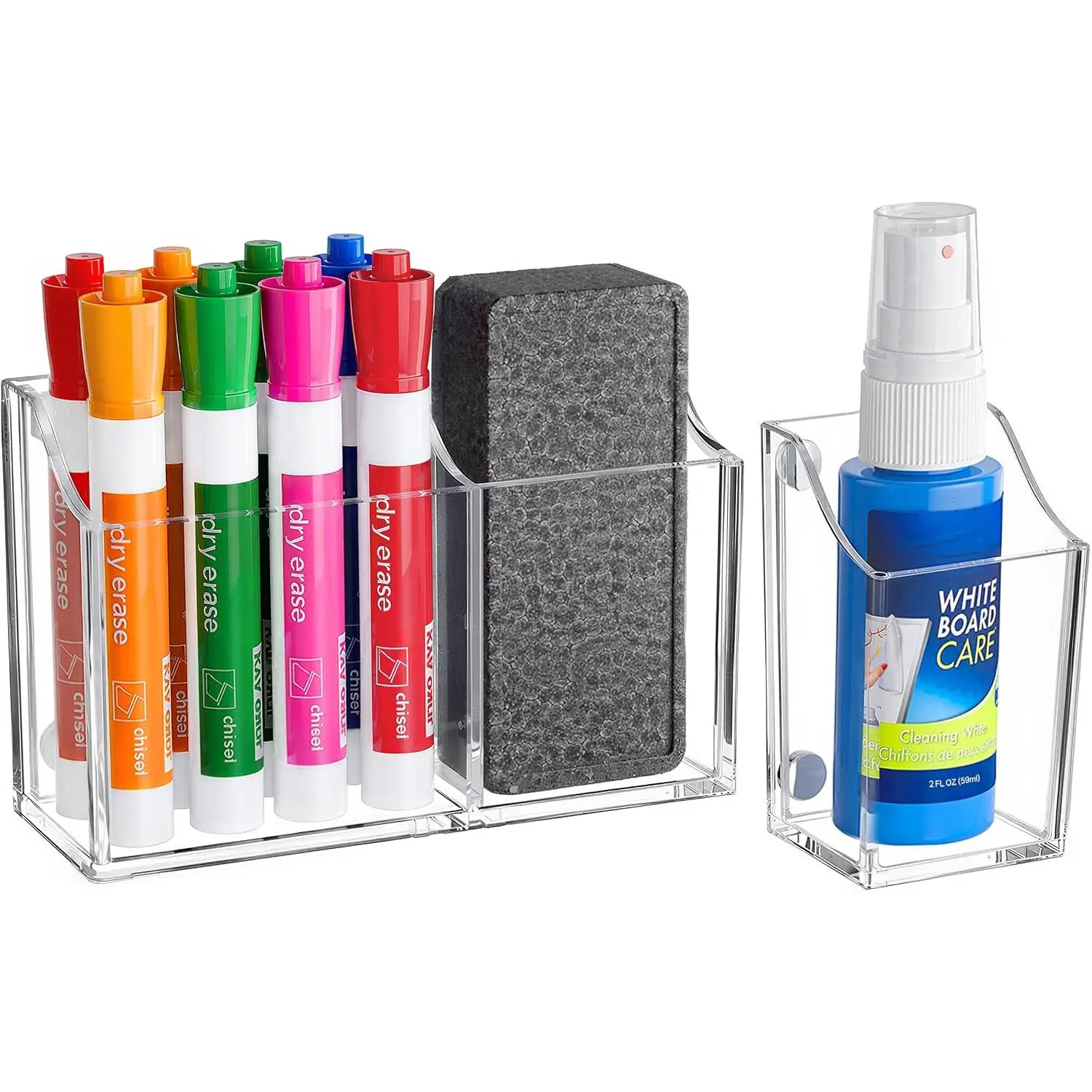 Dry Erase Marker Holder Set for Whiteboard, Non-slip   Pen Pencil Holder for Refrigerator Fridge, Locker Organizer Accessories for School Classroom Office