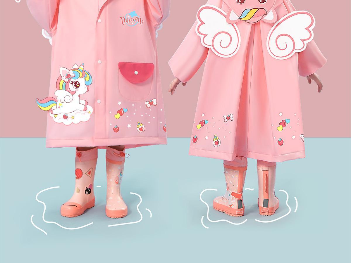 Children's Raincoat Girls Boys Kindergarten Preschool Elementary School Preschool Backpack Location Waterproof Raincoat for Kids