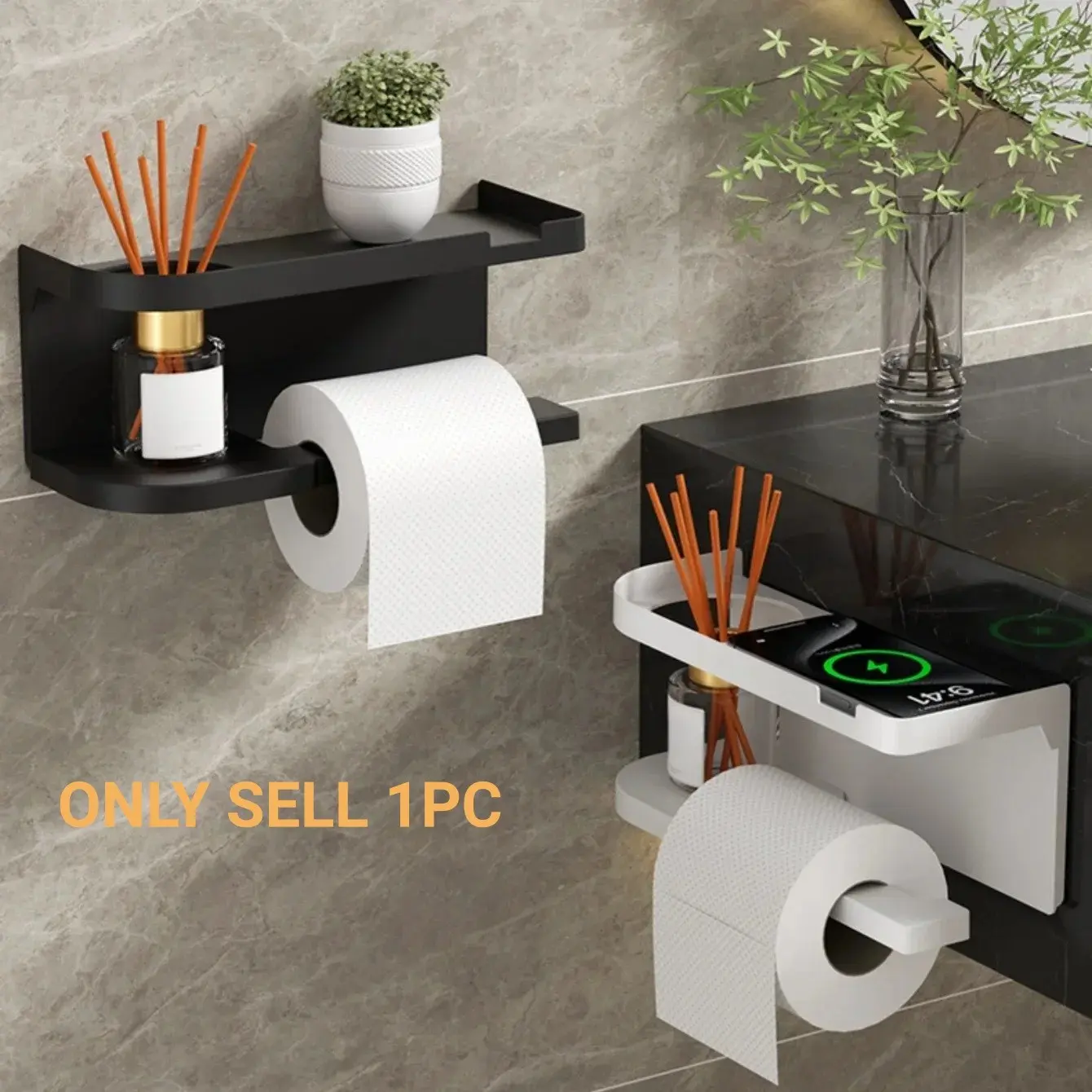 Bathroom Tissue Holder, Wall-mounted Tissue Holder, Available in Carbon Steel/plastic Options, No Need for Drilling, Wider Storage Space, Smooth Extension, and Less Prone To Slipping
