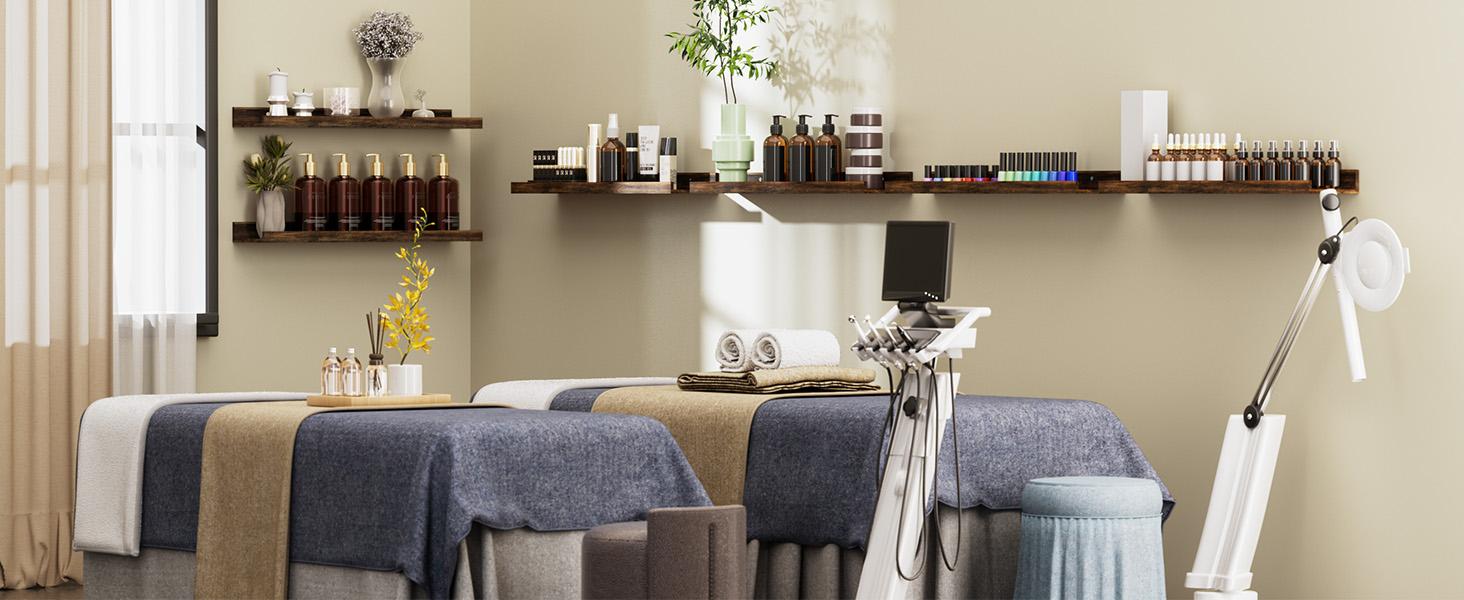 Floating Shelves for Wall, Wall Shelves for Decor Storage Set of 6, Wall Mounted Wood Shelf for Bedroom, Living Room, Bathroom, Kitchen, Picture Ledge Shelf, Brown