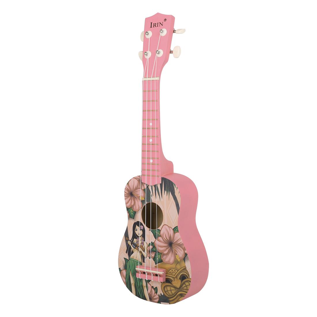 Cute Style 21 Inch Ukulele Hawaiian Girl Soprano Ukulele with Colorful Design for Beginner Practice and Summer Music Playing