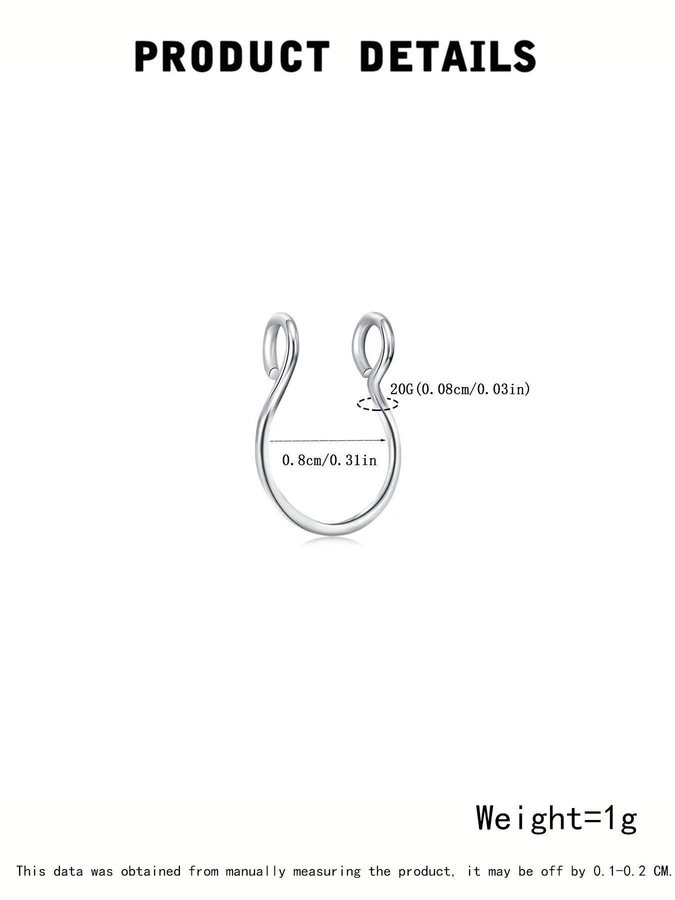 3pcs Stainless Steel Fake Nose Ring, Faux Piercing Jewelry 8 mm Fake Nose Ring Hoop Nose Rings Hoops for Faux Septum Nose Ring Set