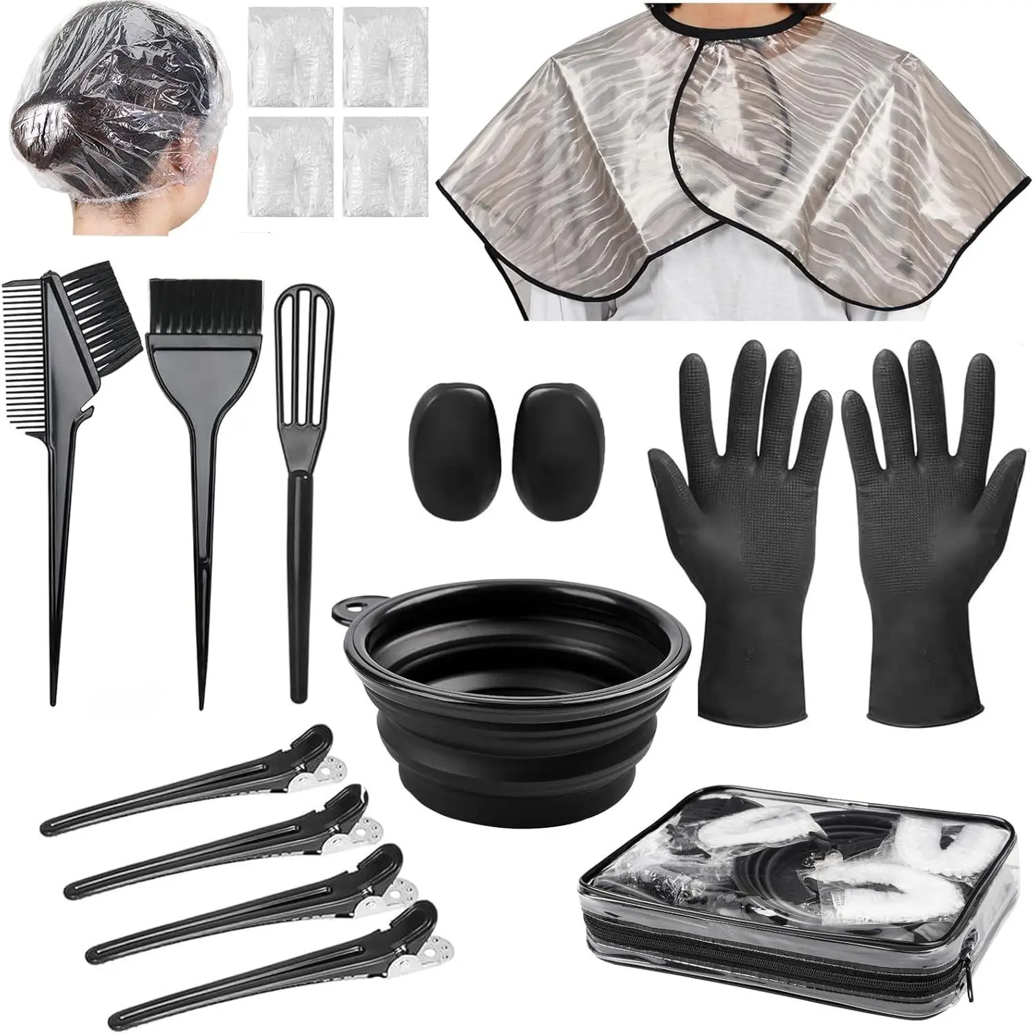 19 Pcs Professional Hair Bleach Kit Hair Coloring Products with Hair Dye Brush, Hair Color Bowl, Hairclips, Applicator, Earmuffs for Hair Highlighting and Hair Coloring at Home
