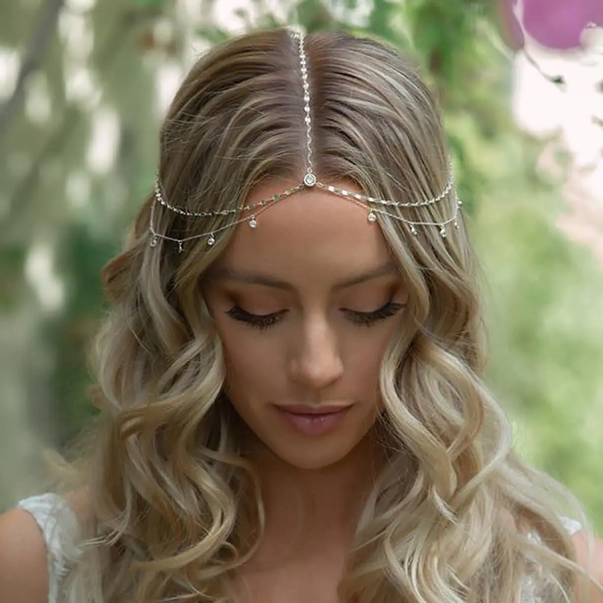 Rhinestone  Chain  Bride Headpiece Wedding Headbands Chain Layered Festival Prom Hair Accessories for Women And Girls ()