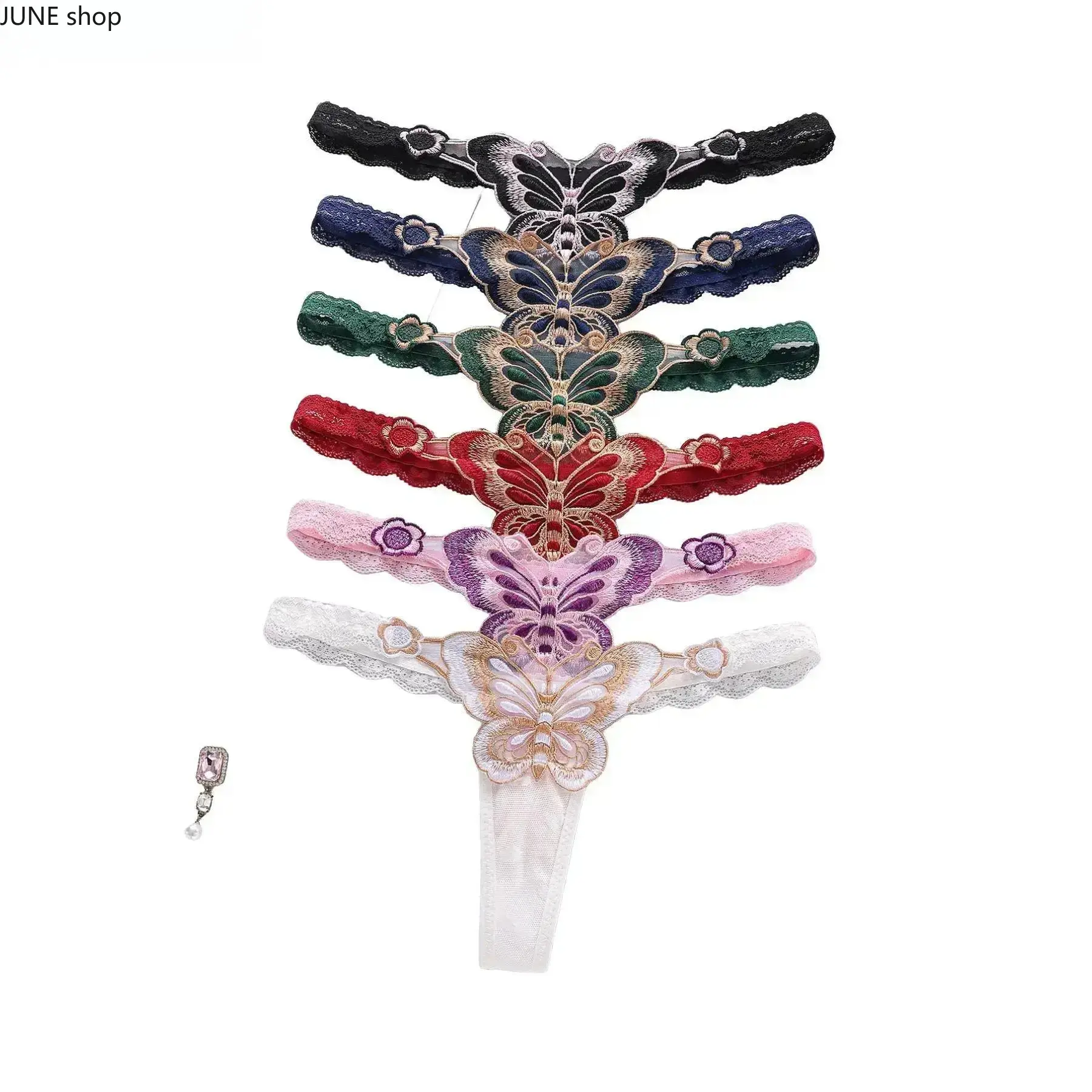 Women's Briefs 6-Pack, Multi-Color Low Waist Butterfly Print Panties with Bow, Soft Polyester Breathable Fitted Look Undies for Daily Use, Breathable Lightweight Undies
