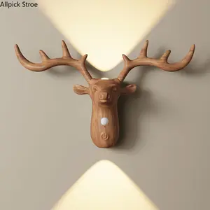 Smart Deer LED Wall Light, Motion Sensor Night Light with Touch Dimming, USB Rechargeable Wireless Magnetic Lamp, Cute Woodland Room Decor for Hallway, Stairs, Closet, Living Room and Cabinet Lighting, Modern Ambient Light for Smart Home Aesthetics