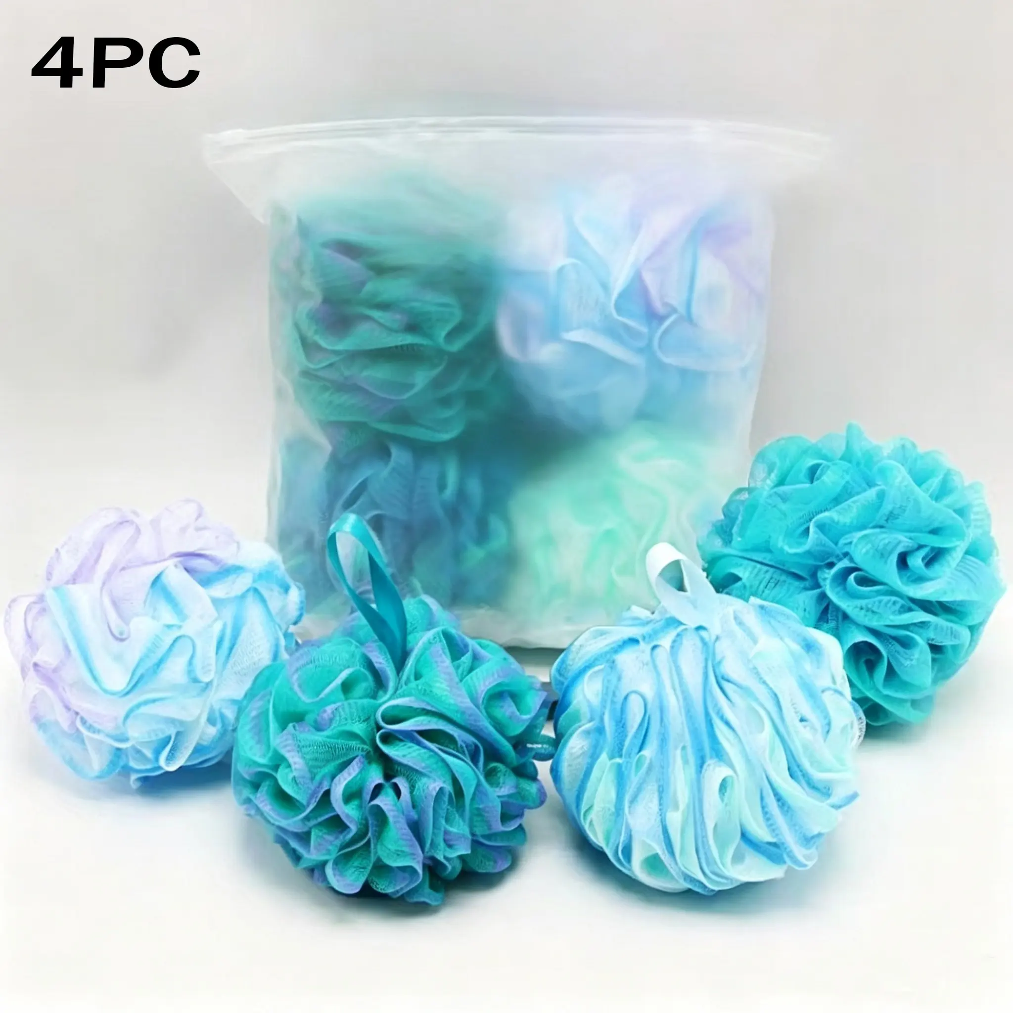 4-Pack Bath Bombs, Unisex Body Scrub Sponges, Exfoliating Shower Accessories, Ideal for Men & Women, Essential Bathing Supplies, Body Scrubber