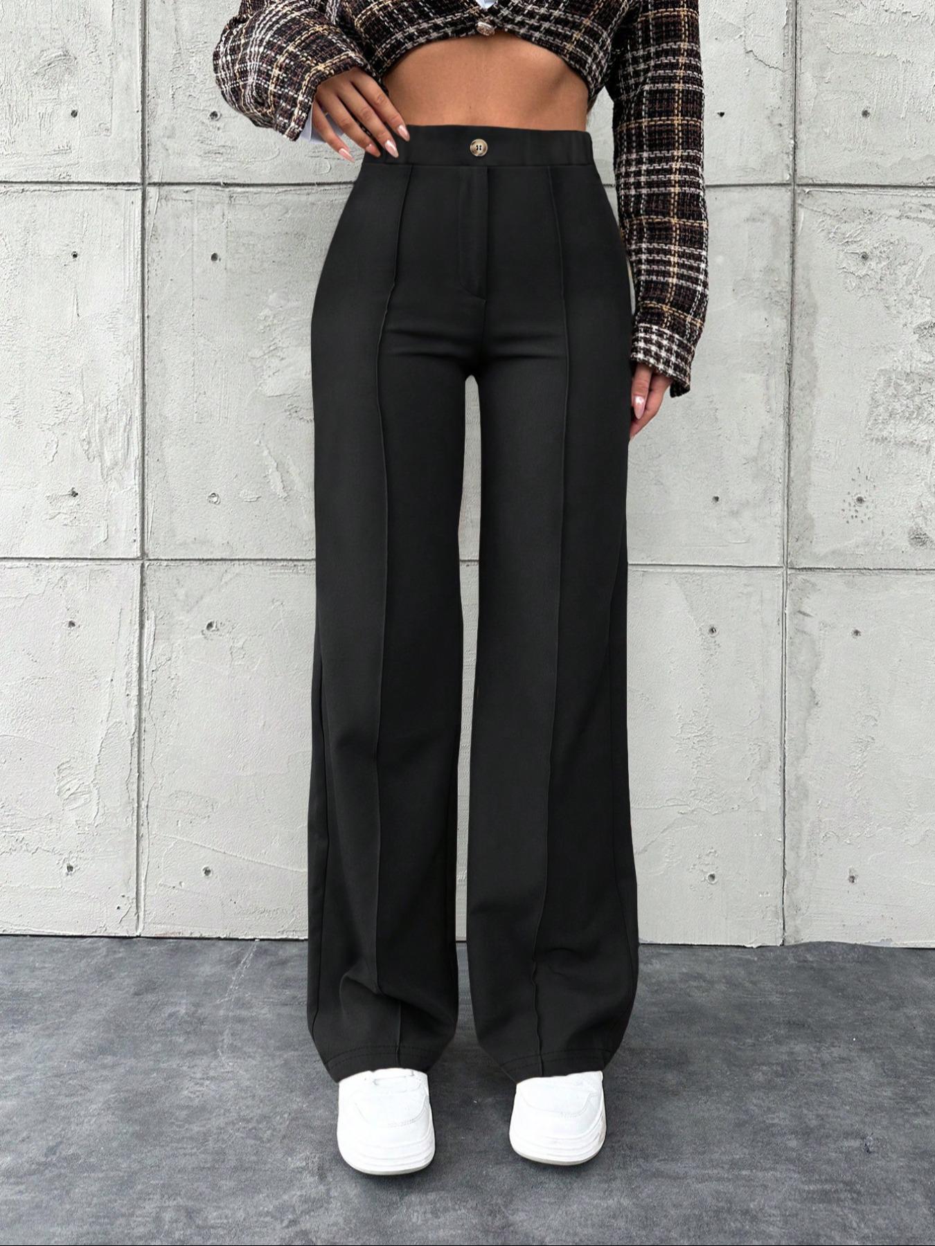Women's Fashion Wide Leg Pants Bottom, Casual High Waist Loose-Fitting Trousers, Comfortable All-Season Wear, Stylish Ladies' Clothing, Knit