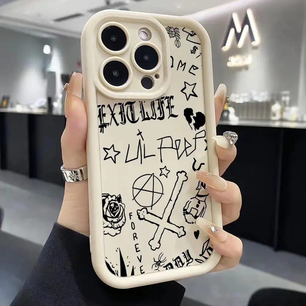 Lil P3ep Dark Emo Graffiti Phone Case,TPU Silicone Camera Protective Rugged cellphone cover,for iPhone 11-17,XS/S series,for Samsung S /A Series,Shockproof Silicone Lightweight Anti-Scratch Cover,TPU Bumper Protection Cover,for iPhone 17 Pro Max case