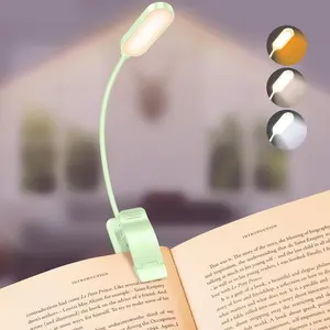 16 LED Rechargeable Book Light for Reading in Bed- Eye Caring 3 Color Temperatures, Stepless Dimming Brightness, 80 Hrs Runtime, Lightweight Flexible Clip  Light for Book Lovers-Cyan