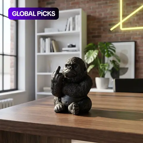 Middle Finger Gorilla Statue Ornament, Resin Craft, Resin Decorative Statue, Home Decor, Office Desk Decoration, Bold Statement Piece, 1pc, Resin Figurine Statue #GLOBAL PICKS