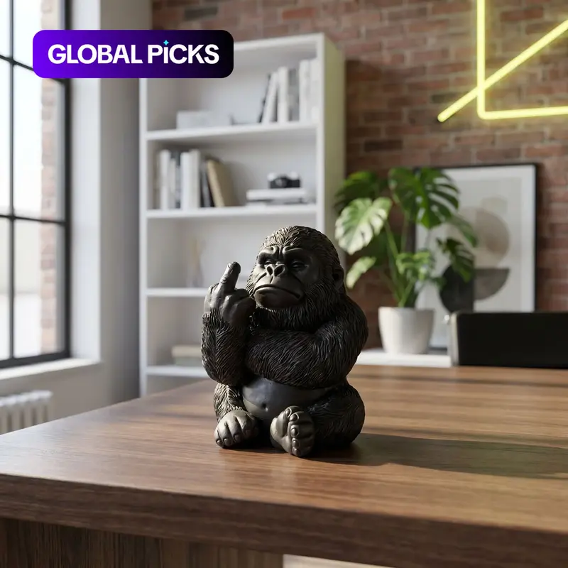 Middle Finger Gorilla Statue Ornament, Resin Craft, Resin Decorative Statue, Home Decor, Office Desk Decoration, Bold Statement Piece, 1pc, Resin Figurine Statue #GLOBAL PICKS
