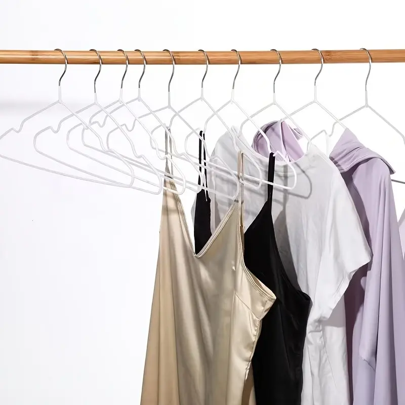 10-Pack Coated Stainless Steel Hangers, Rust-Resistant Metal Hangers with Slot Design, Ideal for Home, Dorm, Laundry Room, Outdoor Use