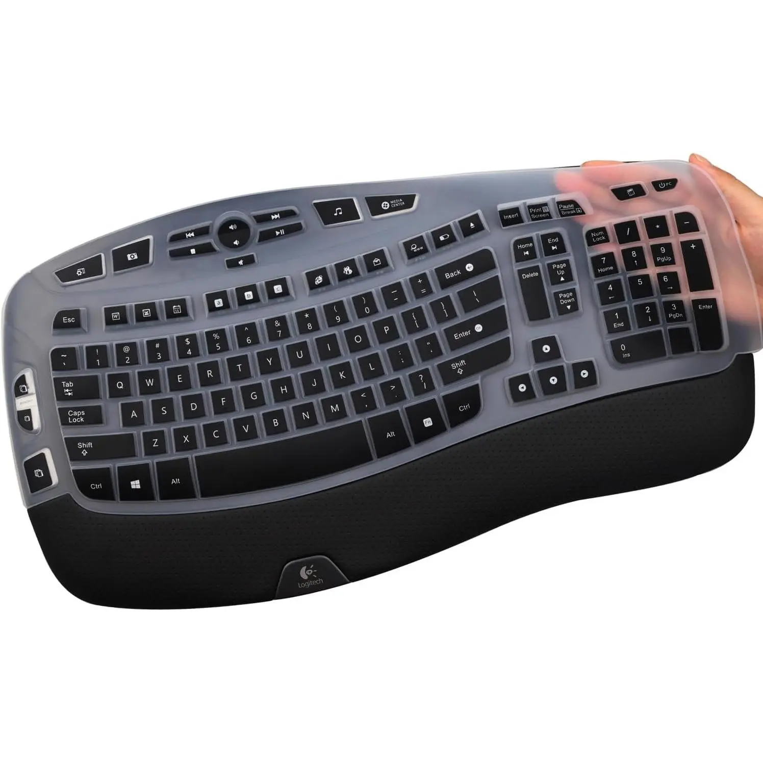 Keyboard Cover for  K350 MK570 MK550  Wave Keyboard,  MK570 MK550  Wave Keyboard, Ultra Thin  Keyboard , K350 K570 K550 Protective Accessories -Black