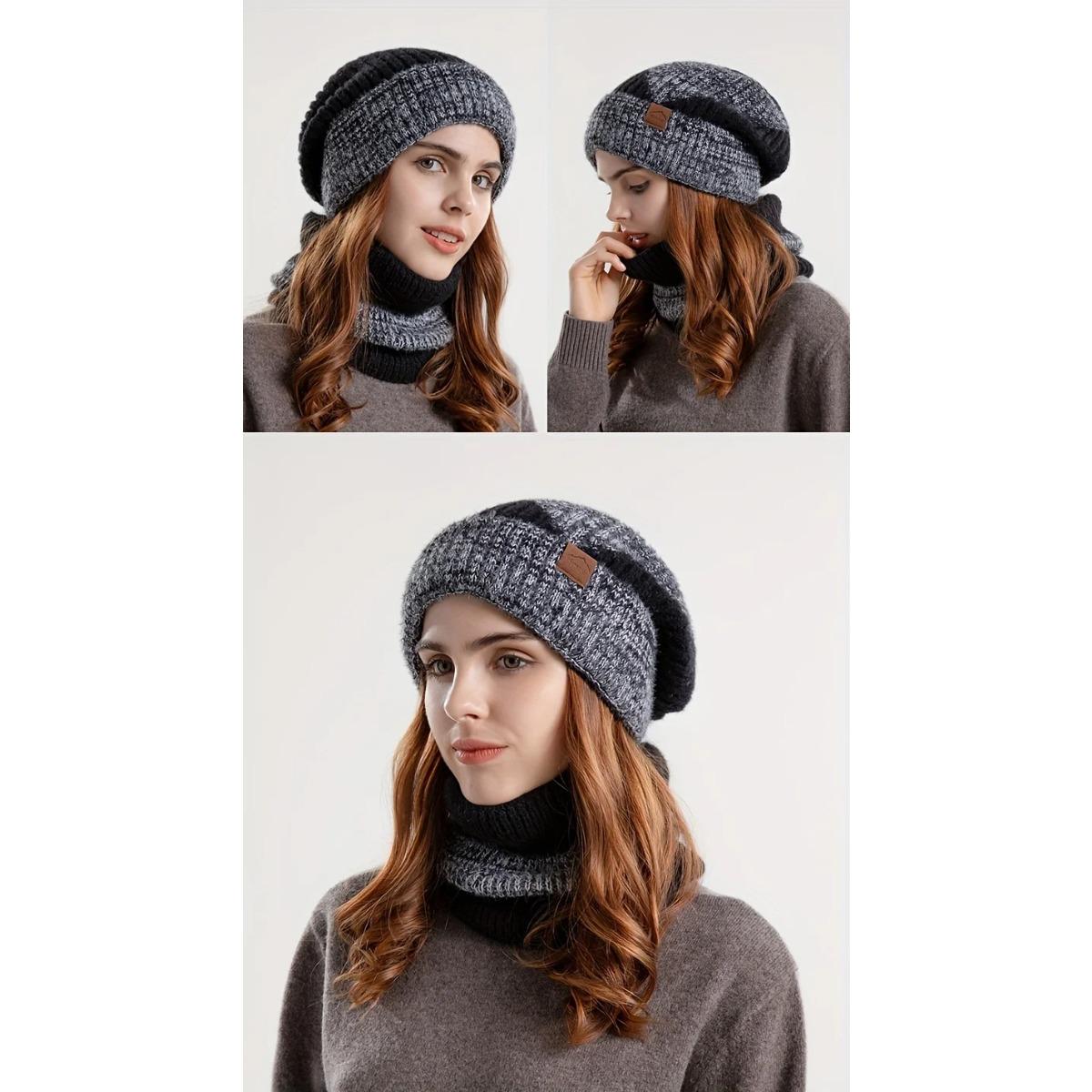 Two Piece Winter Set Knit Hat and Scarf for Women Cozy Soft Warm Beanie Scarf Combo Fall Winter Fashion Essential Cold Weather Accessory Outfit Combo