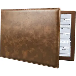 7 Ring Business Checkbook Binder 600 Checks Capacity,PU Leather Cover,9x13 Inch  for Business and Personal Finances(Brown)