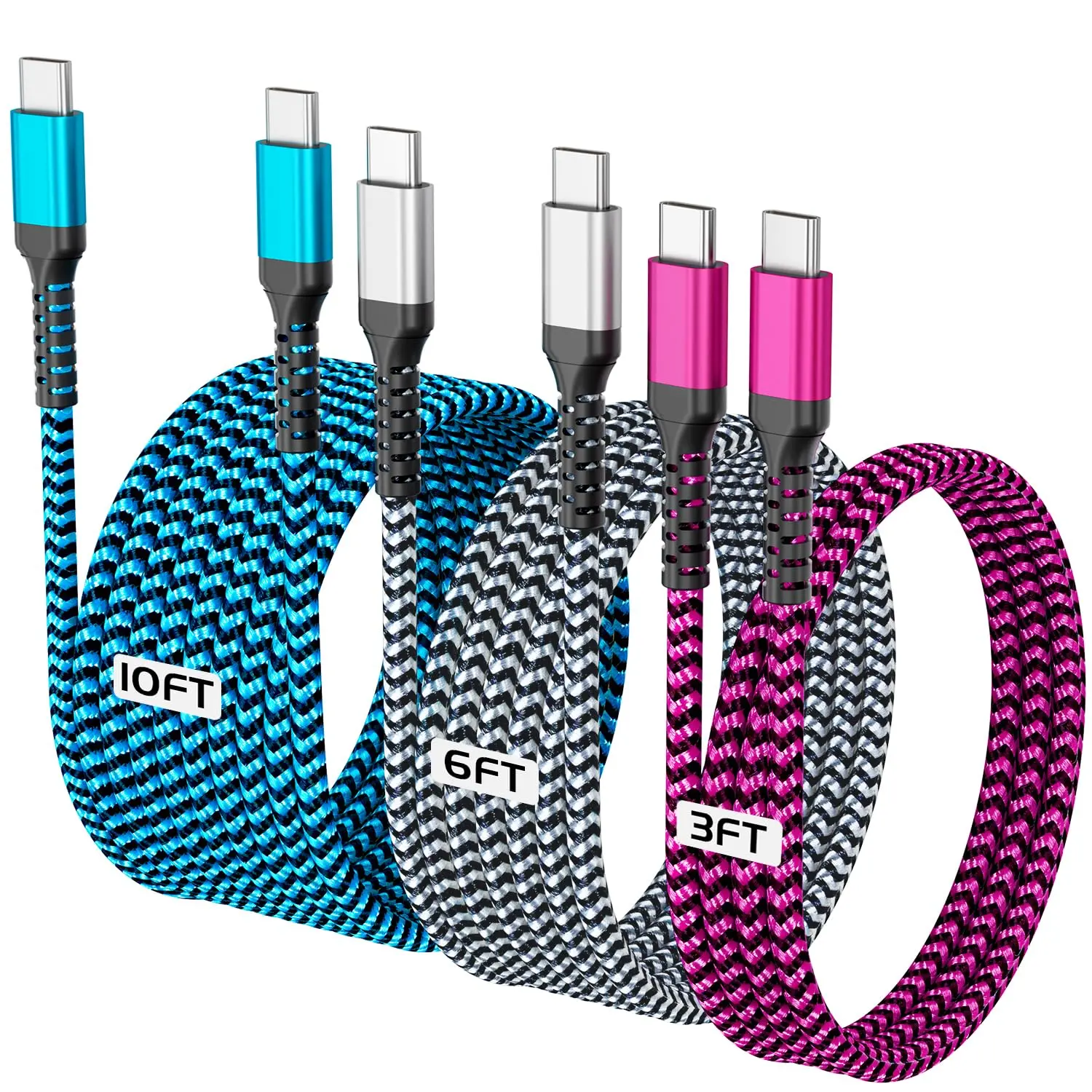 60W USB C to USB C ,3Pack [3FT+6FT+10FT] Type C to C   Charger Cords for  16 15 Plus Pro Max for Galaxy S25 S24 S23 S22 for MacBook Pro for iPad Pro/Air