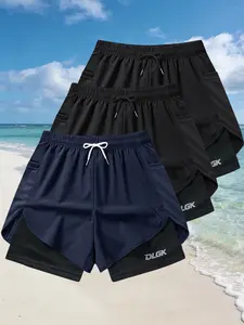 3-Pack Women's Plus Size Sport Shorts, Double-Layer Anti-See-Through Lining, Loose-Fit Breathable Quick-Dry Fitness Running Shorts