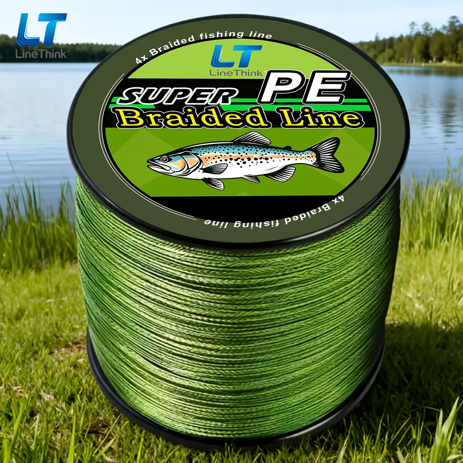 Linethink 4 Strand Pe Fishing Line, Fishing Supplies, Military, 300m/500m, Durable High Strength, Suitable for Lure, Saltwater, Freshwater Fishing