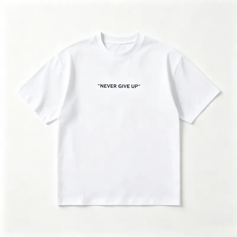 Men's Classic Graphic Tshirt with 'Never Give Up' Print, Streetwear Top, All Seasons Apparel for Valentines Day, Fashion Apparel, Mens Clothing, Casual T-Shirts, Graphic Print