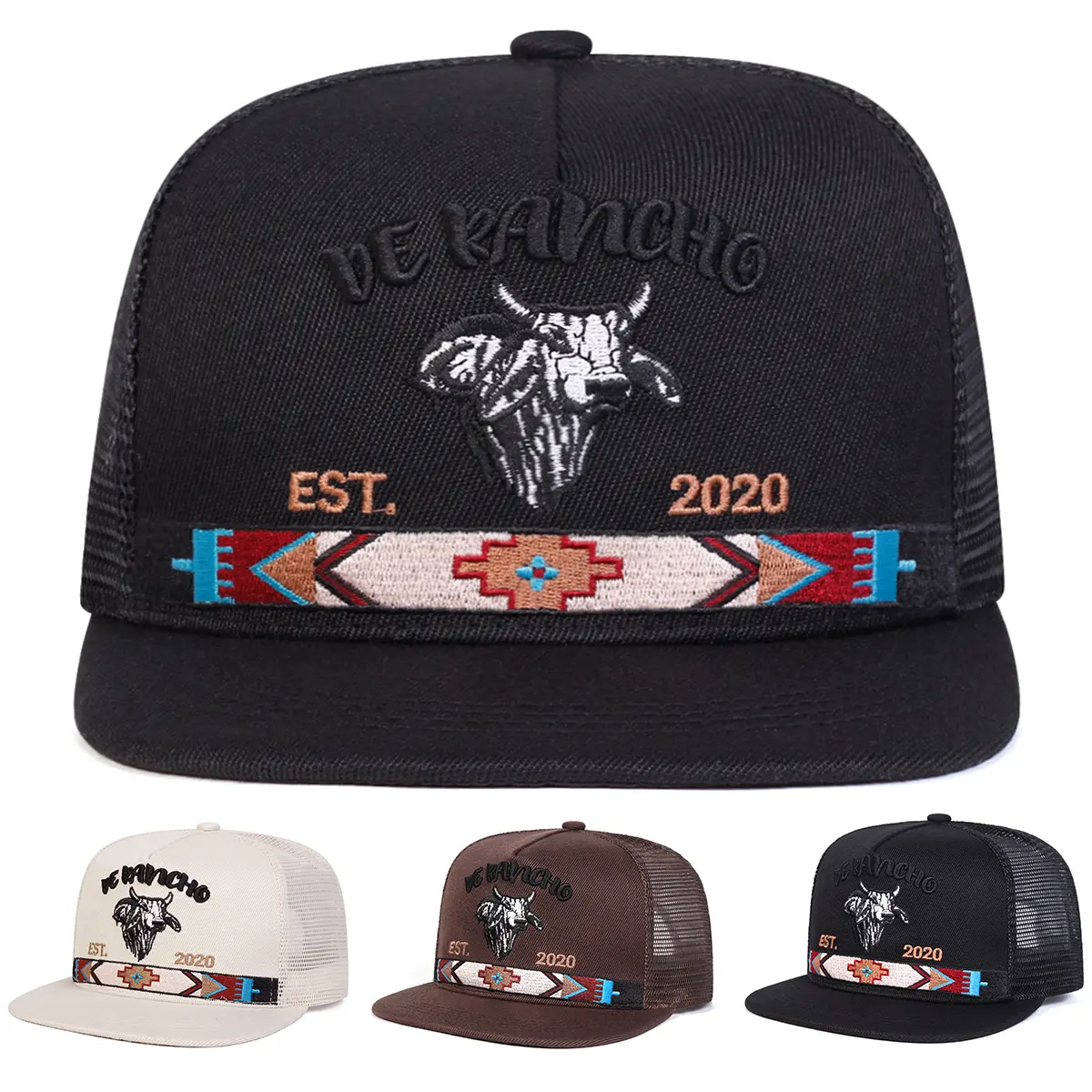Unisex Letter Bull Head Embroidered Hip Hop Hat Mesh Hat Baseball Cap Outdoor Adjustable Sunscreen Leisure Hat Spring Autumn Travel Tourism Beach Vacation