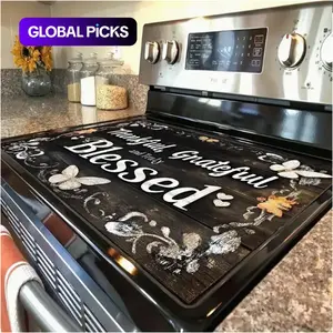 Thankful Themed Pattern Gas Stove Cooktop Panel Protector Cover,  1 Count Heat & Scratch Resistant Stove Top Protector, Multipurpose Cooktop Cover for Flat Top Oven, for Kitchen Stove Plate