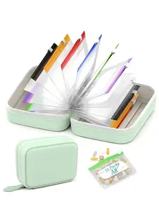 A8 Waterproof Pill Pouch Set Weekly Organizer with 14 Color-Coded Medicine Pouches Reusable Travel Case Large Portable Medication Storage for Vitamins Supplements Fish Oils Vitamin Dispenser Zipper Bag