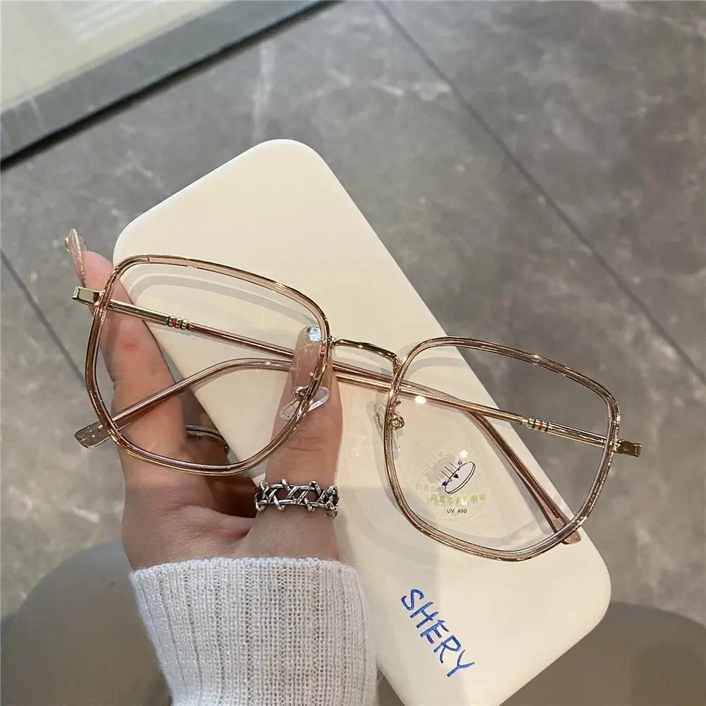 Unisex Anti-Blue Lenses Frames - Translucent Full Rim Polygon Optical Glasses, Organic Glass Blue Light Blocking, Adult Daily Wear Fashion Eyewear