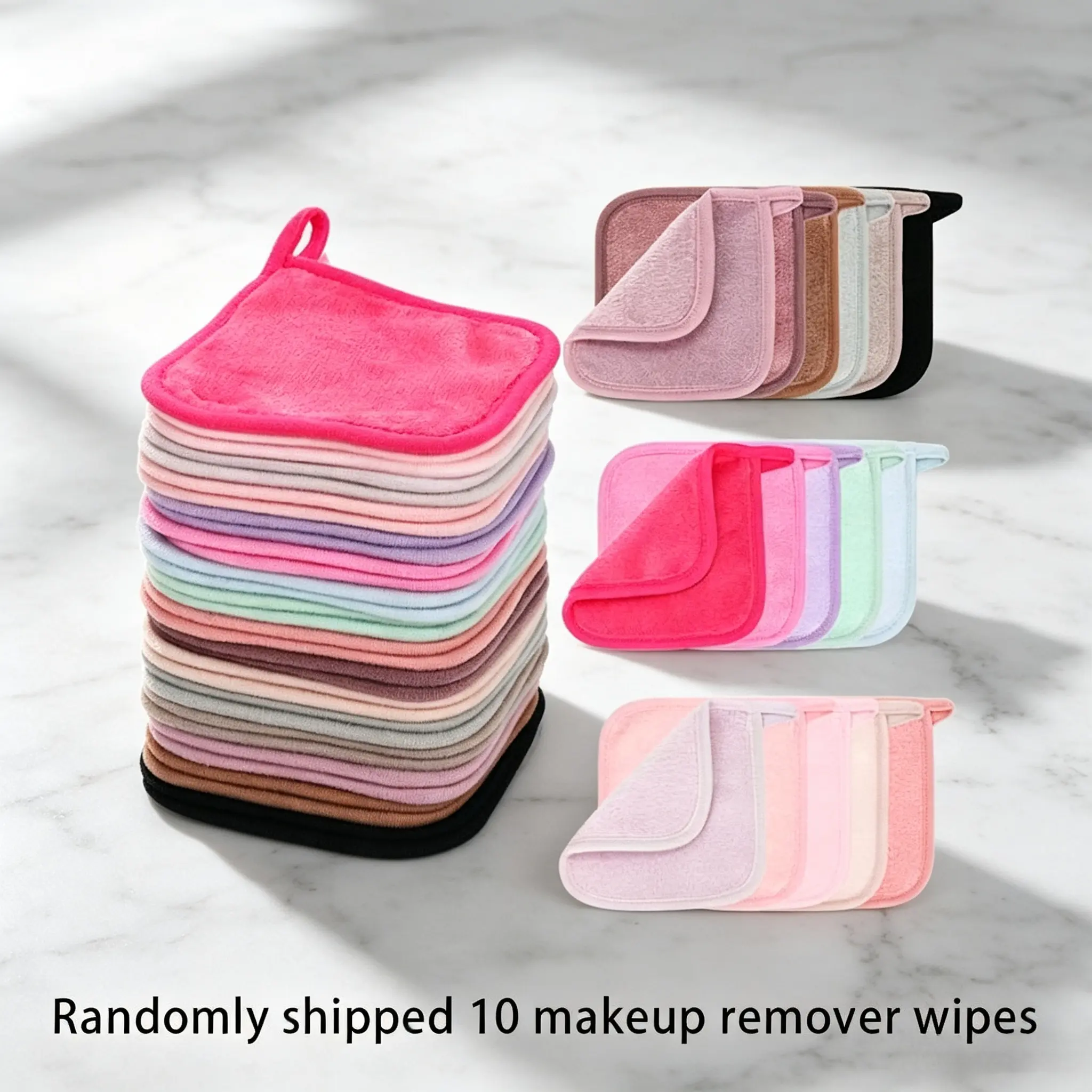 Super Soft Flannel Makeup Remover Pads Random Shipment 10 Pieces Reusable Facial Cleansing Cloth For All Skin Types