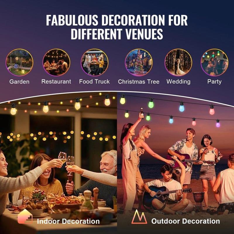 RGB Outdoor String Lights Waterproof APP Controlled Patio Lighting outdoor patio light