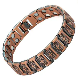 Copper Bracelet  Double Row Magnetic for Men, Couple Magnetic Bracelet, Pure Copper Healthy Jewelry, Wedding Anniversary Gift, Adjustable Toolchains for men