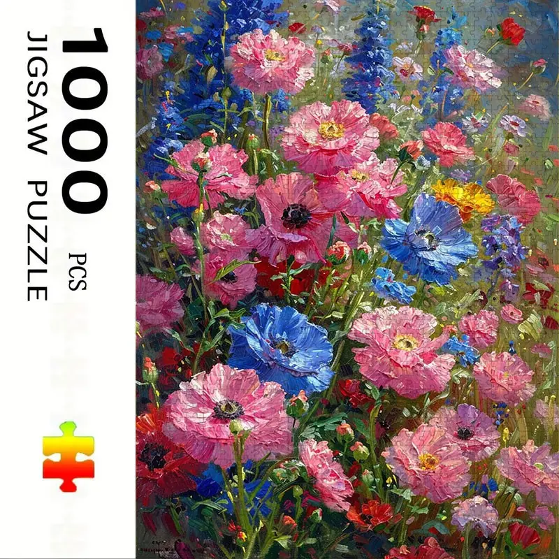 1000 Piece Floral Theme Puzzle, Large Adult Family Interactive Toy, DIY Home Decor Brain Challenge, Festive Scene, Durable Puzzle