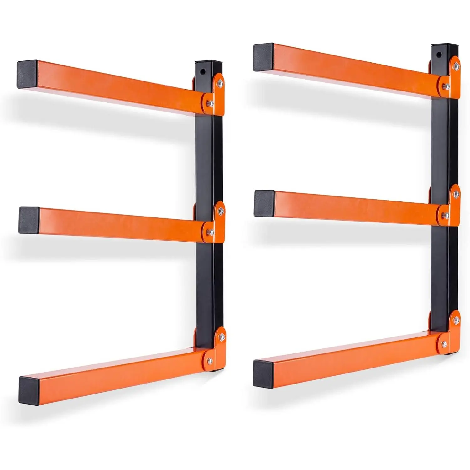 2-Pack Heavy-Duty Metal Wall Mount Shelf Organizer with 3-Level Lumber Storage - Easy Installation, Indoor/Outdoor Use for Workshop, Long Objects, Room