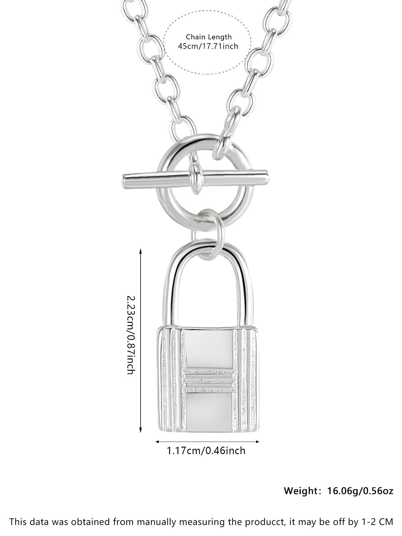 925 Sterling Silver Creative Lock Pendant Necklace, Fashion OT Buckle Necklace for Party Clothing Decor, Trendy All-match & Exquisite Jewelry for Birthday Gift, Stylish Necklace, Accessories for Women, Decoration Necklace