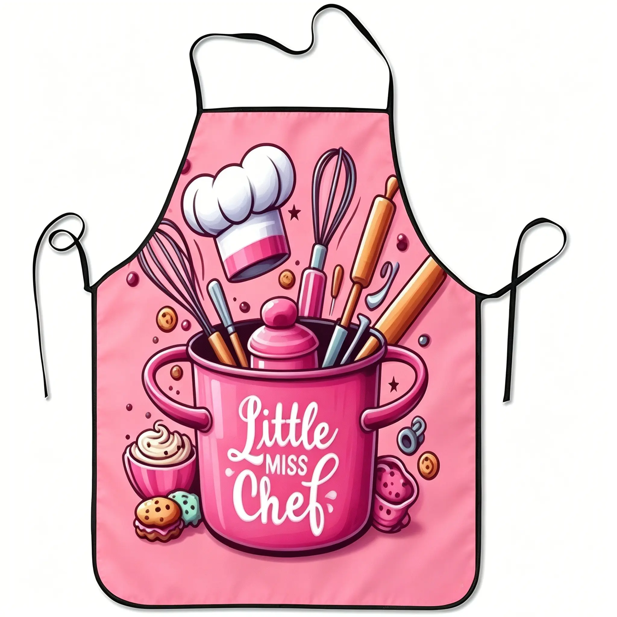 Little Chef Kitchen Apron, Fun Cooking Baking Design, Lightweight Polyester, Includes Utensils Sweets, Perfect for Kids
