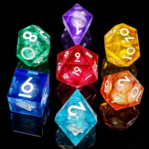 Colorful Liquid Core D&d Dice Set, Multi-Faceted Sharp Edge Resin Dice, Role-Playing Game Dice, Gift for D&d Enthusiasts