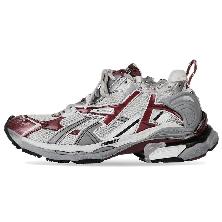Balenciaga Runner Low-Top Sneakers for Men in White Gray Red Verifiable, with credentials and supporting global authentication