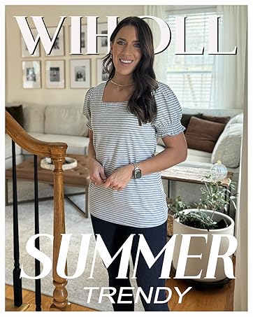 WIHOLL Tops for Women Summer Casual Ruffle Trim Sleeve Square Neck T Shirts WIHOLL Tops for Women Summer Casual Ruffle Trim Sleeve Square Neck T Shirts