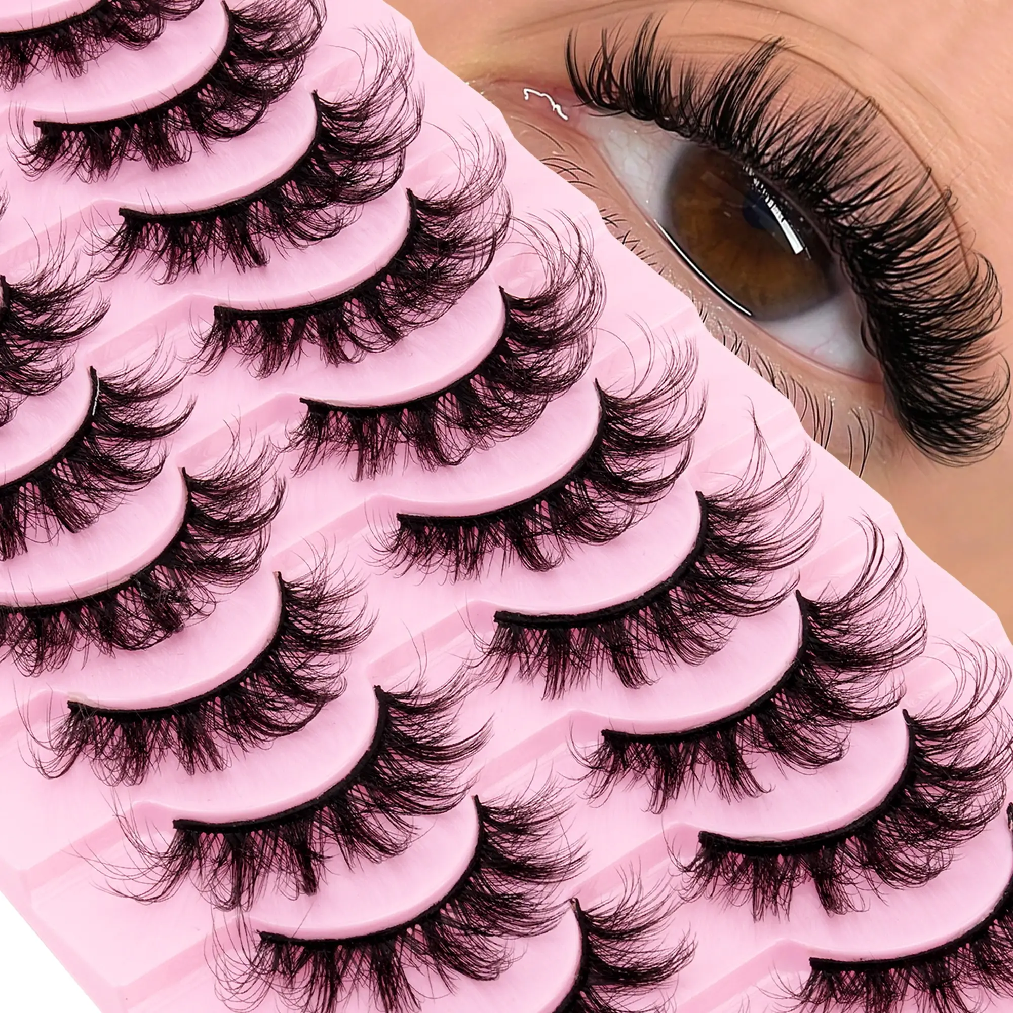 10 Pairs Elegant False Eyelashes, 3D Effect, Durable Band, Natural Dense Lash Extensions, Reusable, Perfect for Daily, Parties and Events