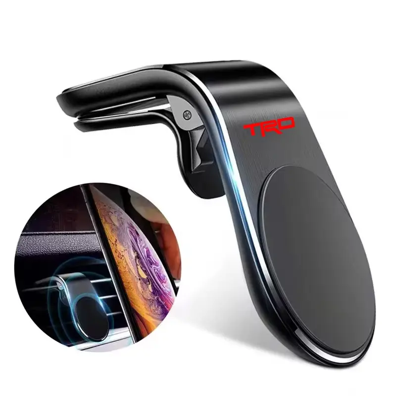 Car Magnetic L-shaped Car GPS Phone Holder For Toyota TRD GR Sport Rav4 Corolla C-HR Yaris Hilux Crown Prius Auris Accessories Cellphone Car Holder